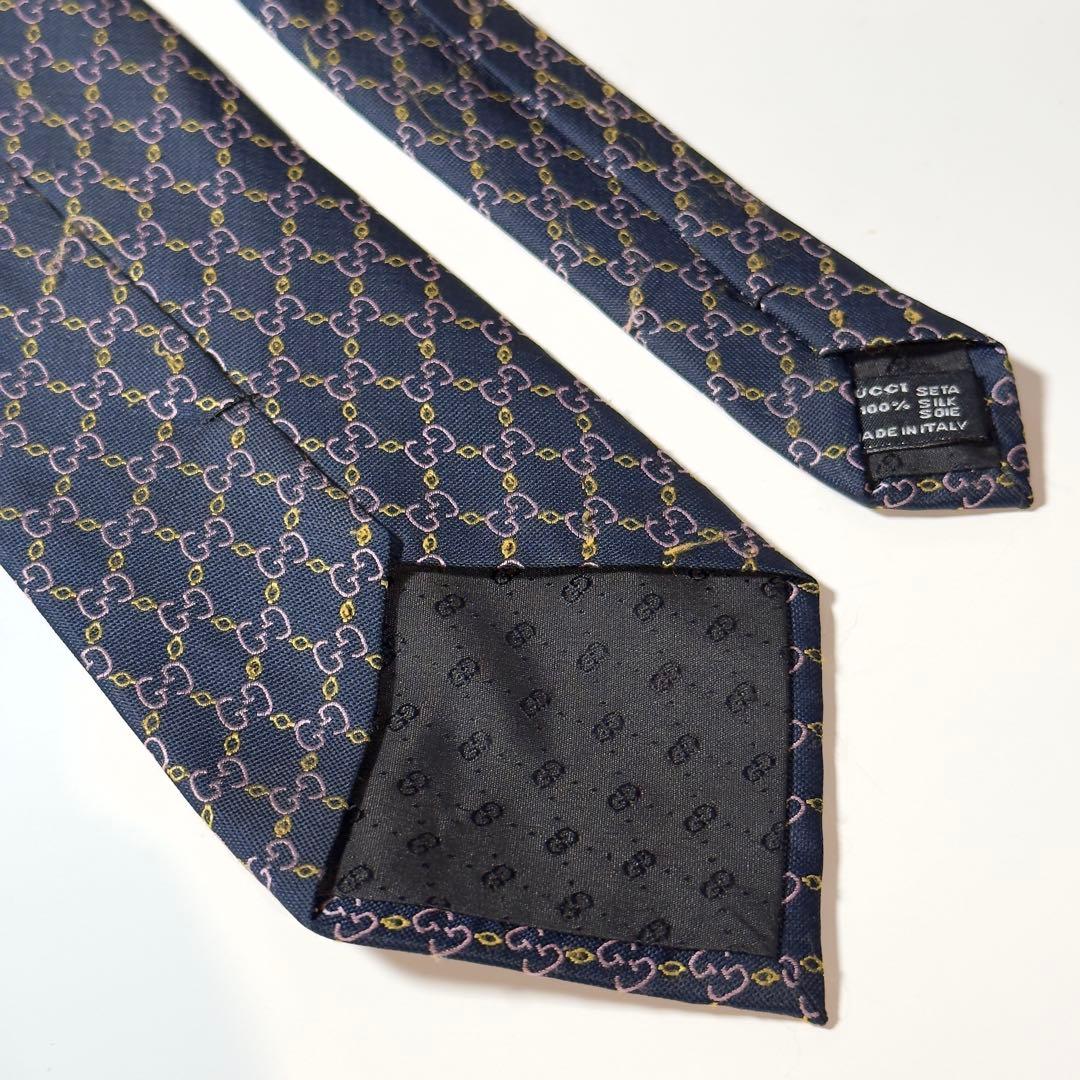 【良品】 GUCCI グッチ GG柄 ネイビー系 ネクタイ
