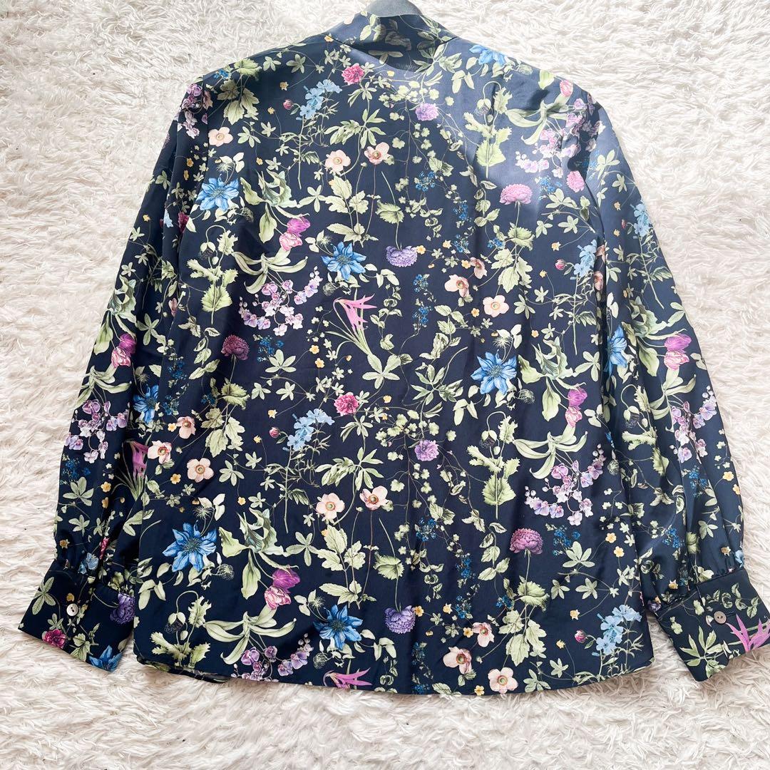 ルルウィルビー✨リボンタイ シフォンフラワープリントブラウス ボタニカル 2