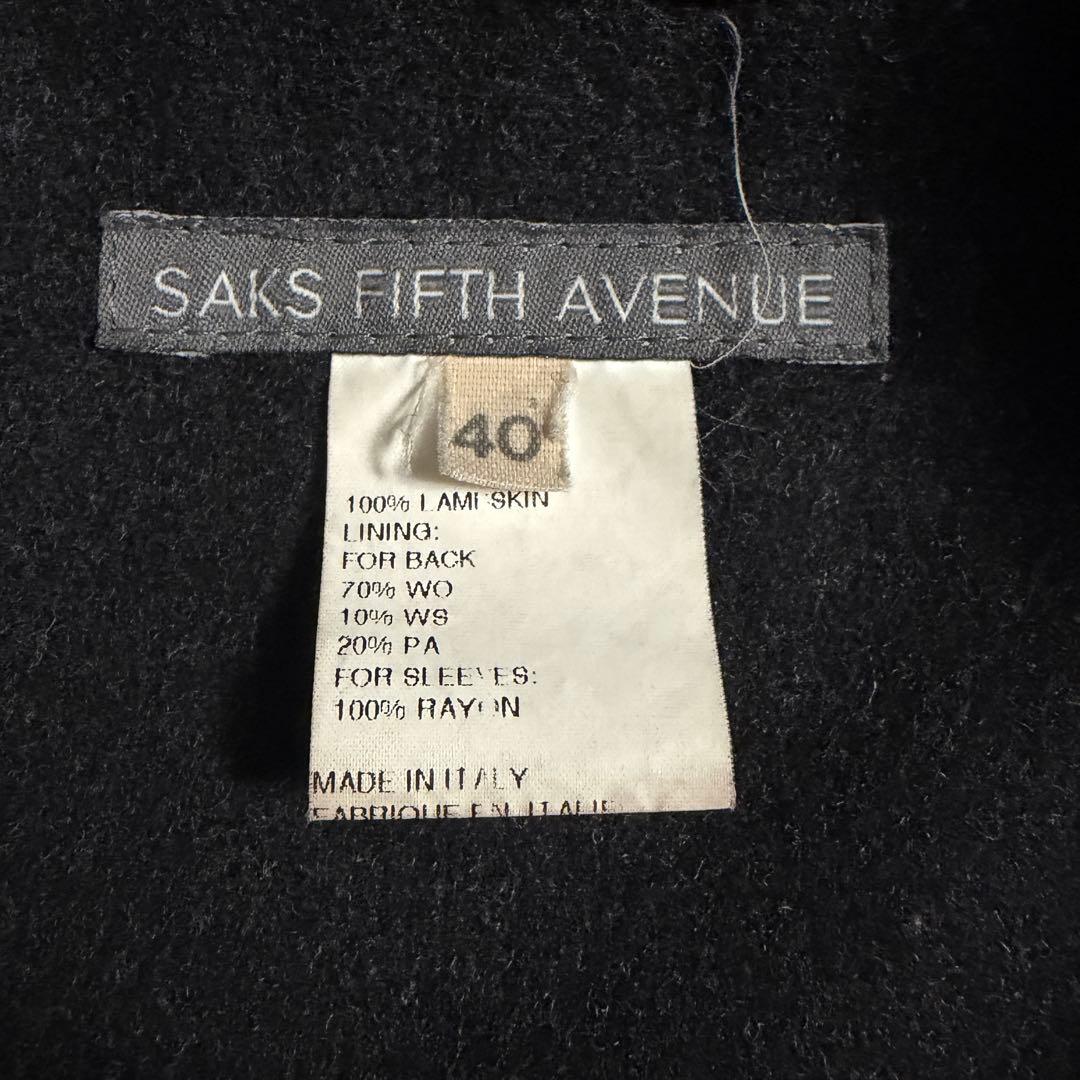 SAKS FIFTH AVENUE カーコート　レザー　イタリア製　カシミヤ