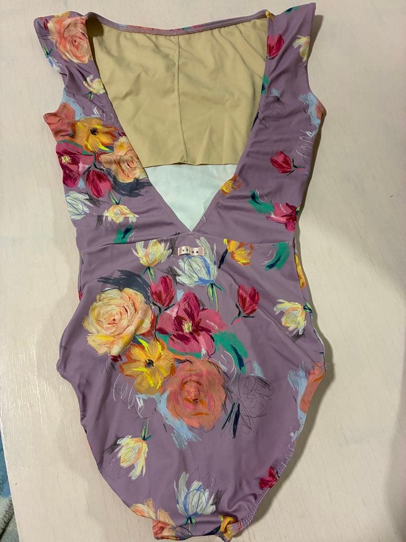 stina スティナ　レオタード　花柄　紫　Lサイズ