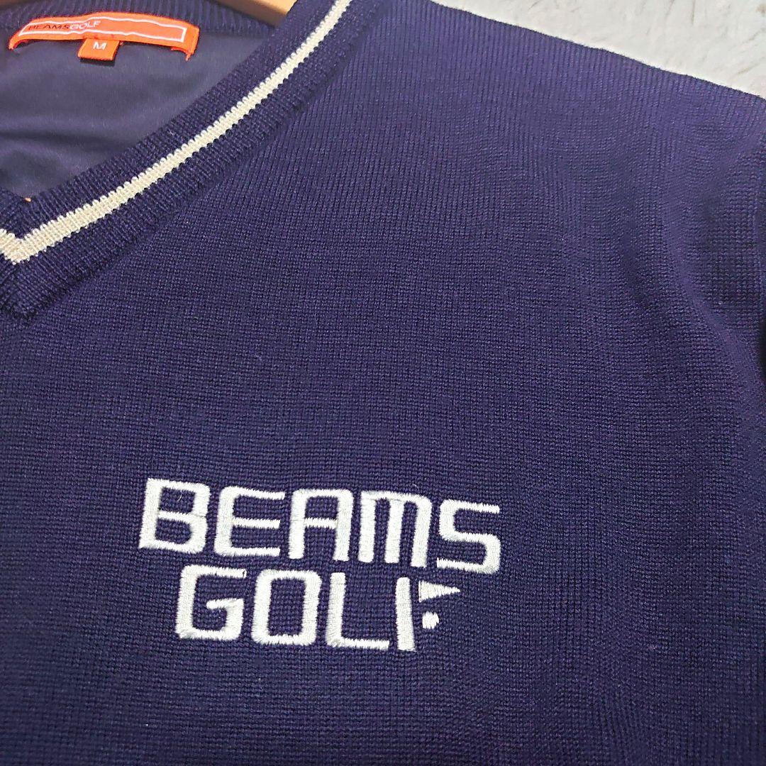BEAMS GOLF チルデンニット 裏地付き Vネック ロゴ刺繍 ゴルフウエア