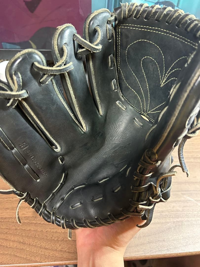 ミズノプロ 左投げ 投手用 グローブ ブラック 高校野球対応 硬式用