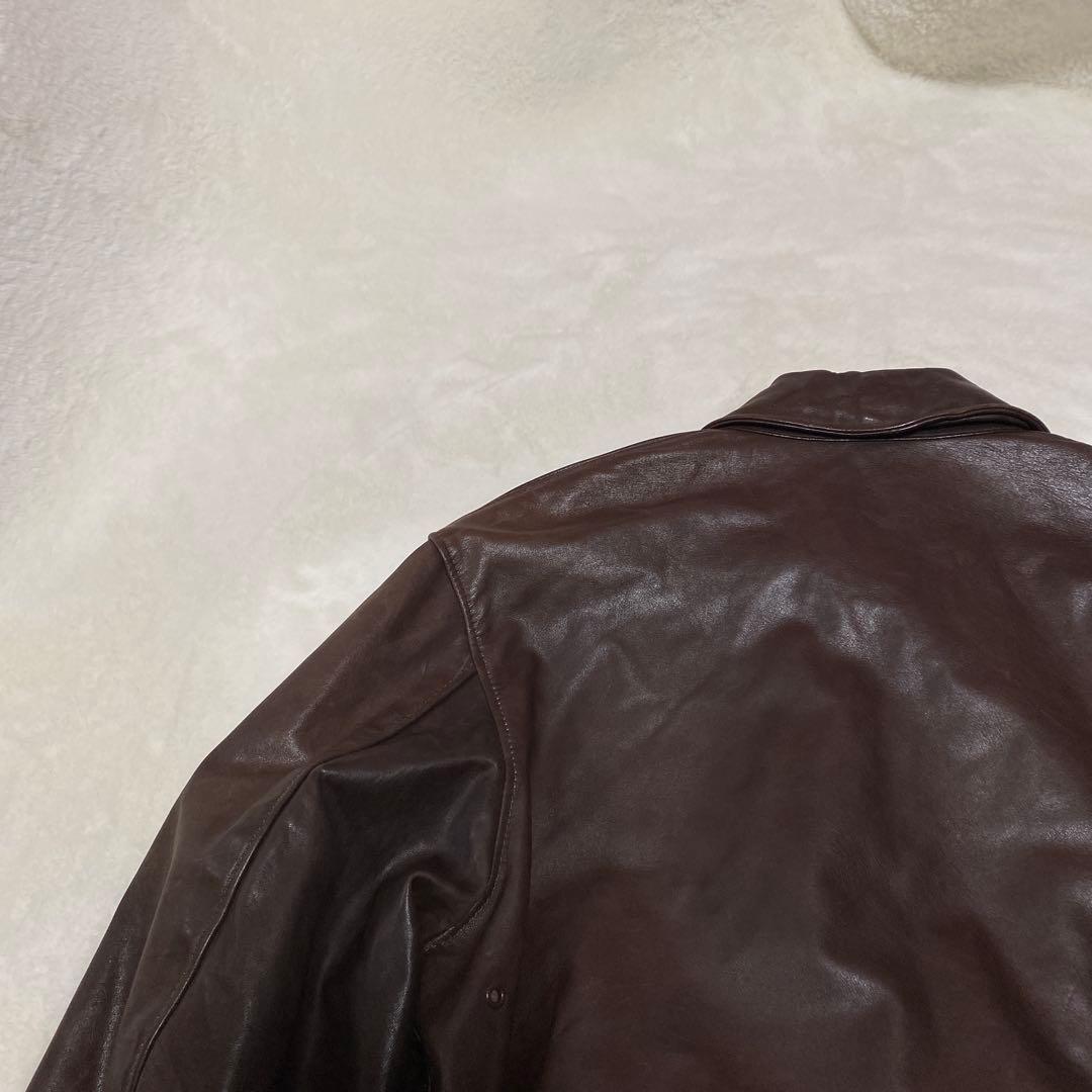 USA製　80s リアルレザー ヴィンテージ A-2 レザージャケット 茶 42