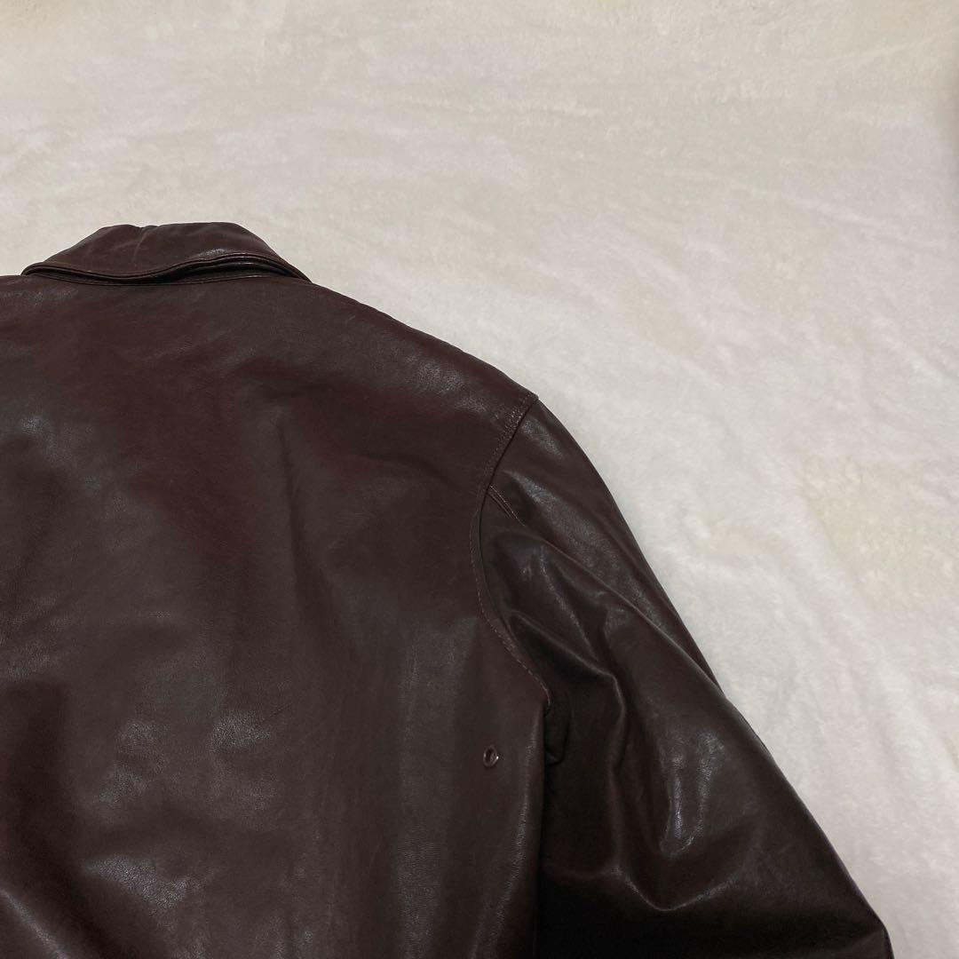 USA製　80s リアルレザー ヴィンテージ A-2 レザージャケット 茶 42