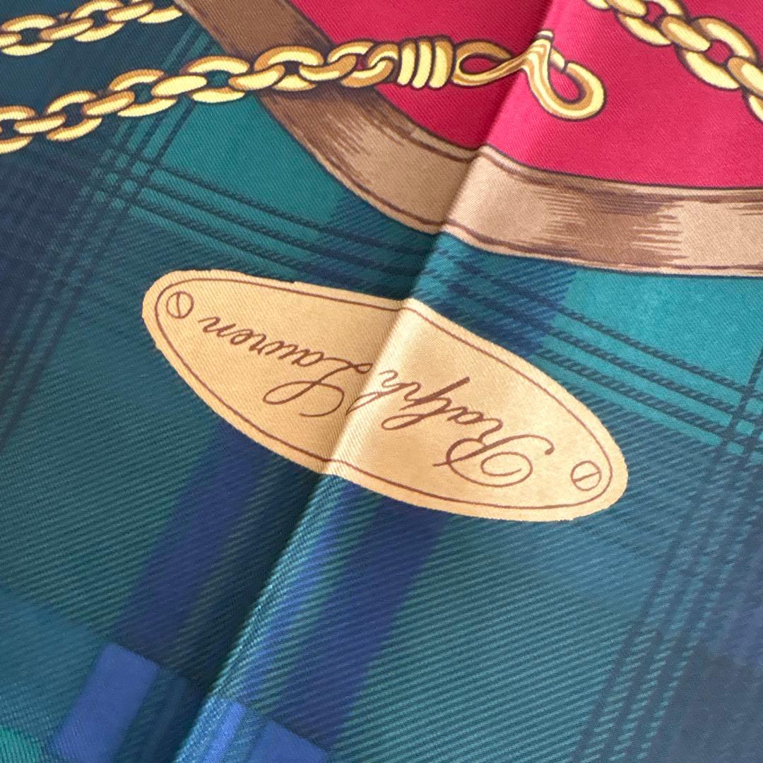 RALPH LAURENシルクスカーフ　テリア　ブラックウォッチ　ラルフローレン