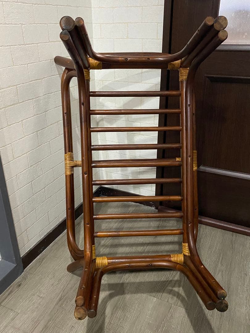 ラタン ガラストップ センターテーブル ヴィンテージ 家具 籐製 昭和レトロ