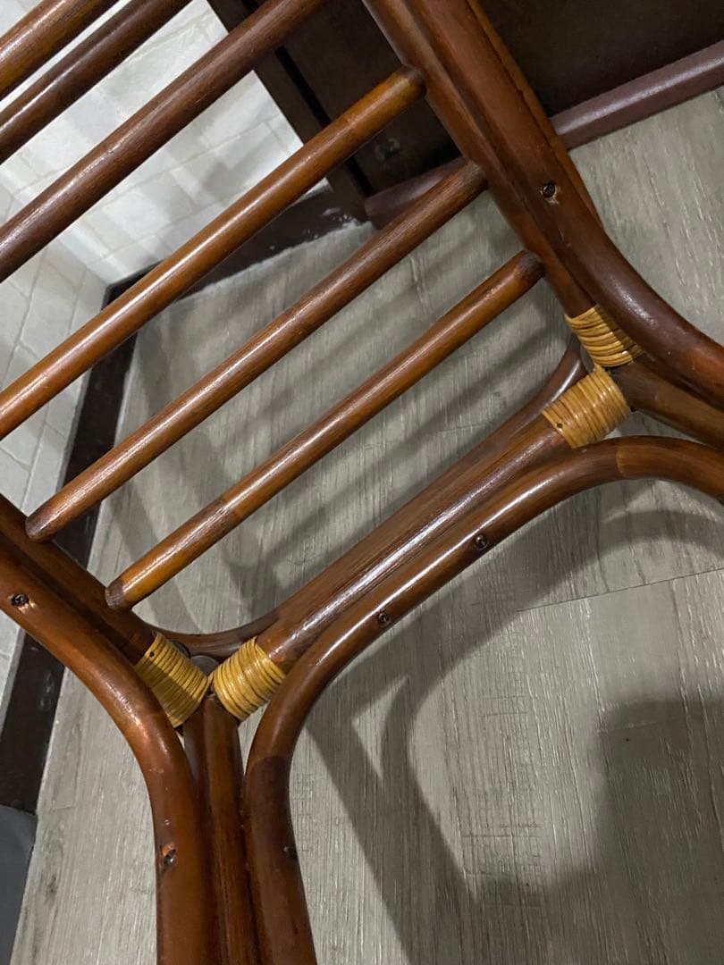 ラタン ガラストップ センターテーブル ヴィンテージ 家具 籐製 昭和レトロ