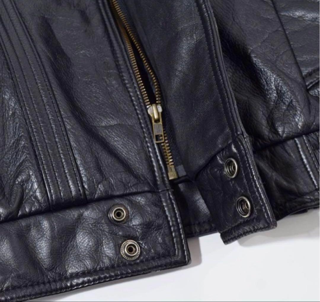 90s vintage leather jacket 短丈 レザーブルゾン 黒