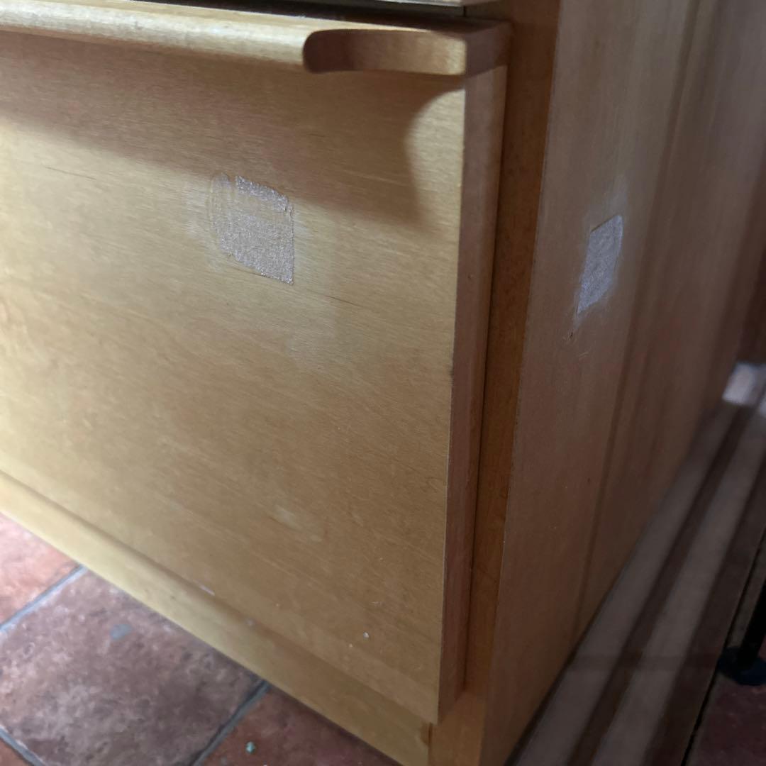 大川家具　食器棚　引き出し式　メイプル