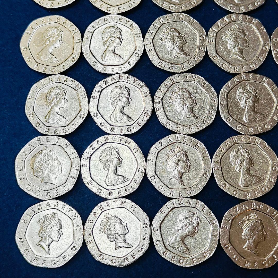 イギリス硬貨 20ペンス 56枚 約21mm エリザベス