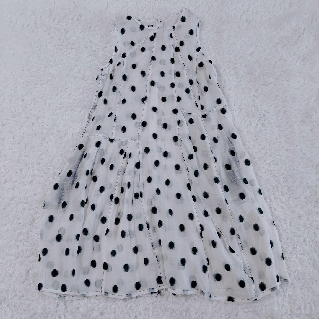 センソユニコ　ワンピース　ノースリーブ　水玉　変形　ペチコート付　刺繍