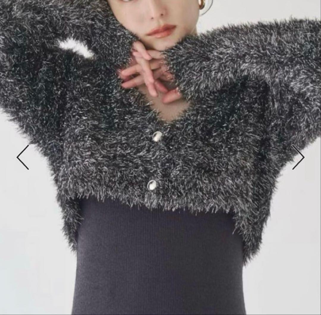 HACHIラグナムーン　ラメフェザーカーデセットニットワンピースM