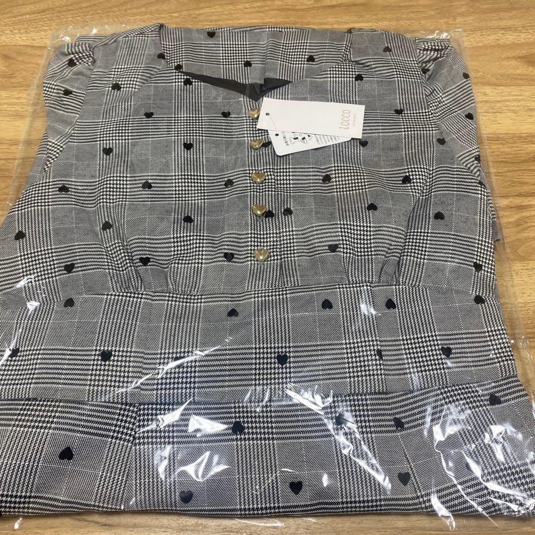 【新品】ハート釦バックレースアップハートフロッキー×チェックワンピース