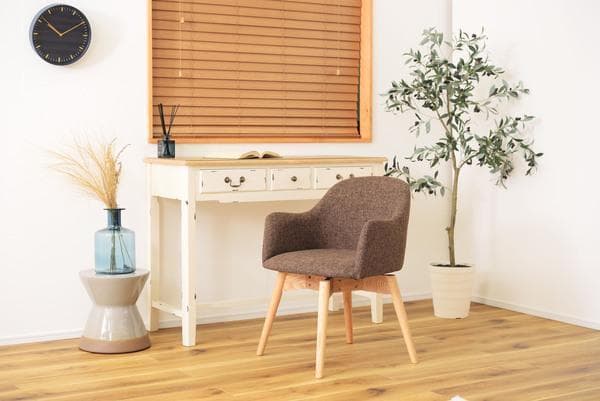 回転式 チェア 椅子 カラメリ 背もたれ 肘付き 茶色 KRM-020 N02