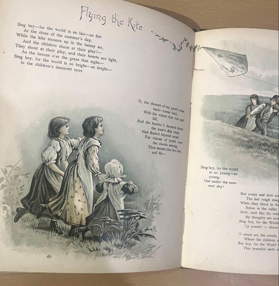 No442希少 アンティーク古書 洋書 絵本 児童書 ビクトリア 田園 牧歌