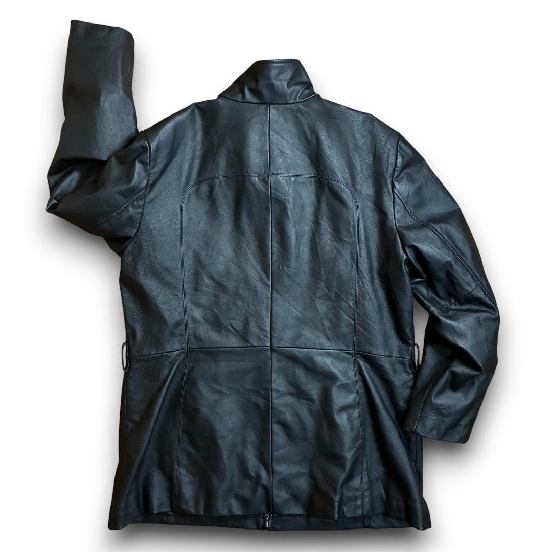 本革 ミドルレザージャケット 90s〜00s Y2K スタンドカラー ブラック