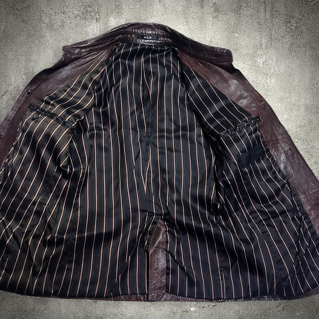 メンズファッション♪A.S.M シングルライダース レザーシャツジャケット