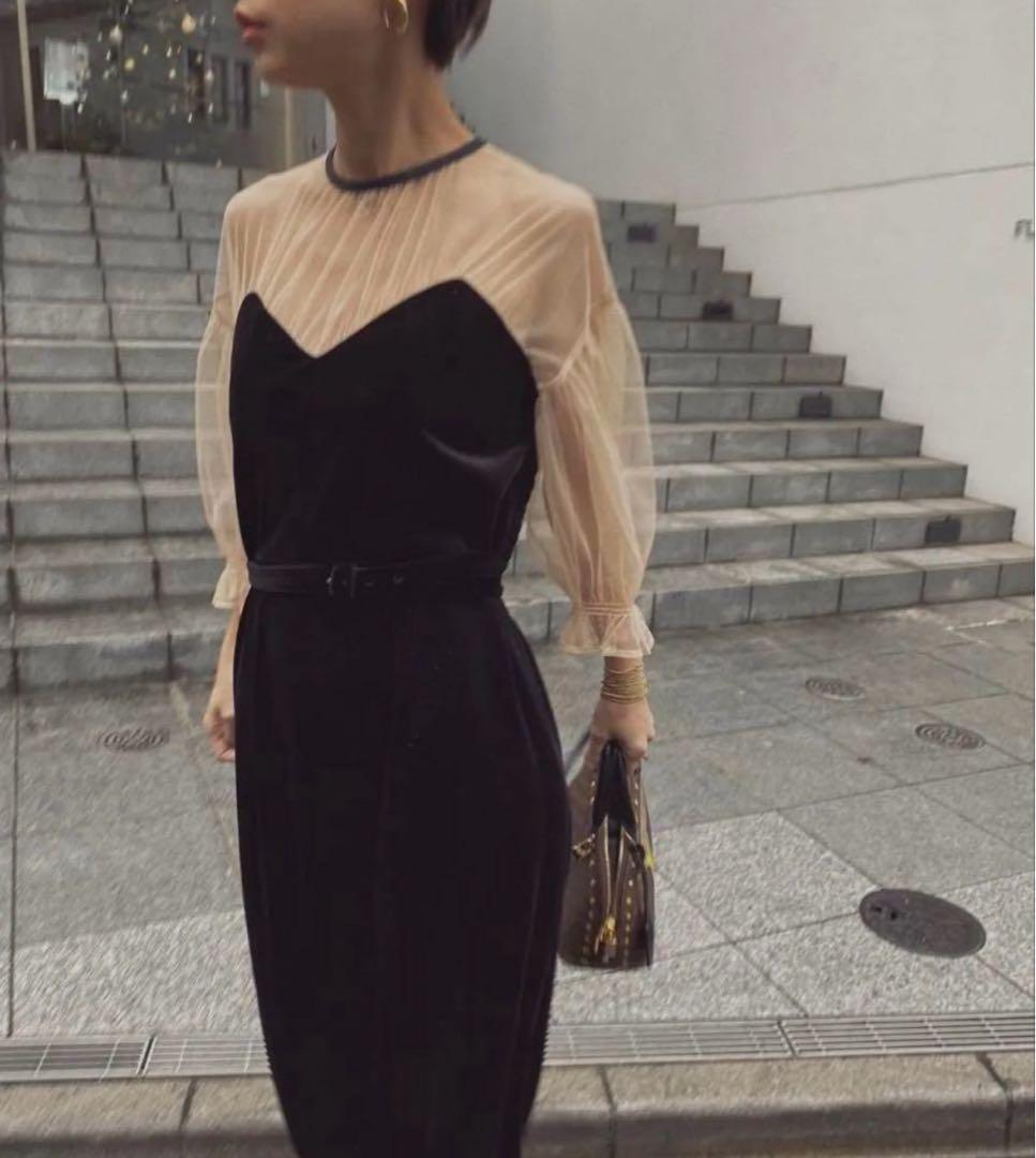 ワンピース Ameri Vintage TULLE SLEEVE TIGHT DRESS