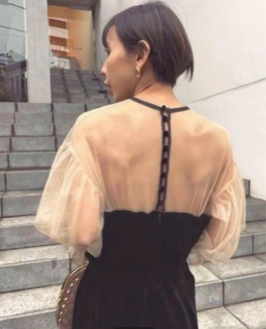 ワンピース Ameri Vintage TULLE SLEEVE TIGHT DRESS