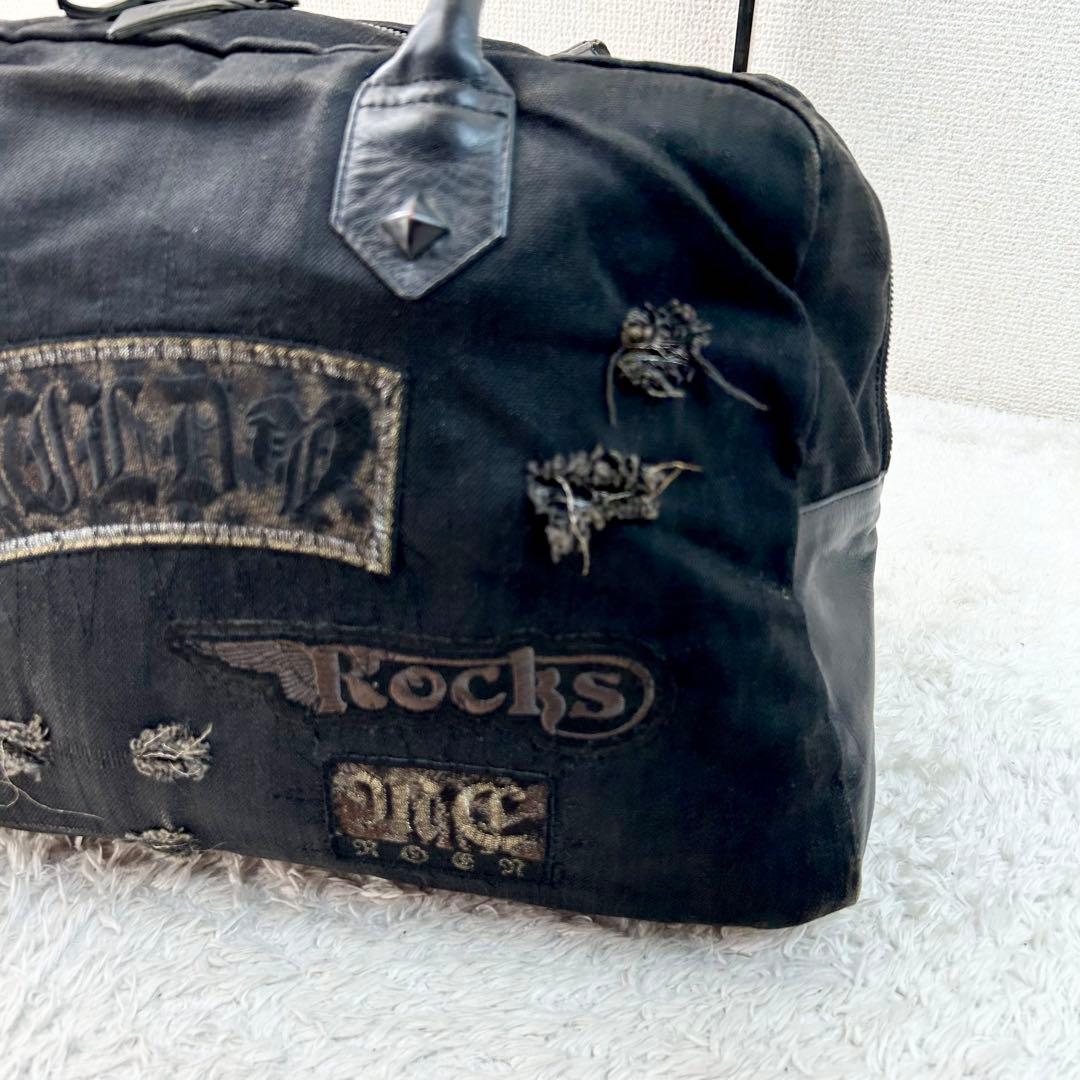 Roen ロエン ボストン トートバッグ 黒 ダメージ加工 スカル ブラック