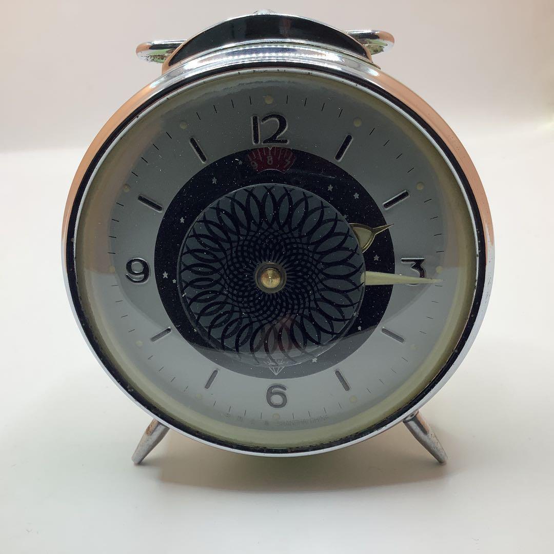 昭和レトロ 80s 目覚まし時計 機械式時計 手巻き アンティーク 動作確認済み