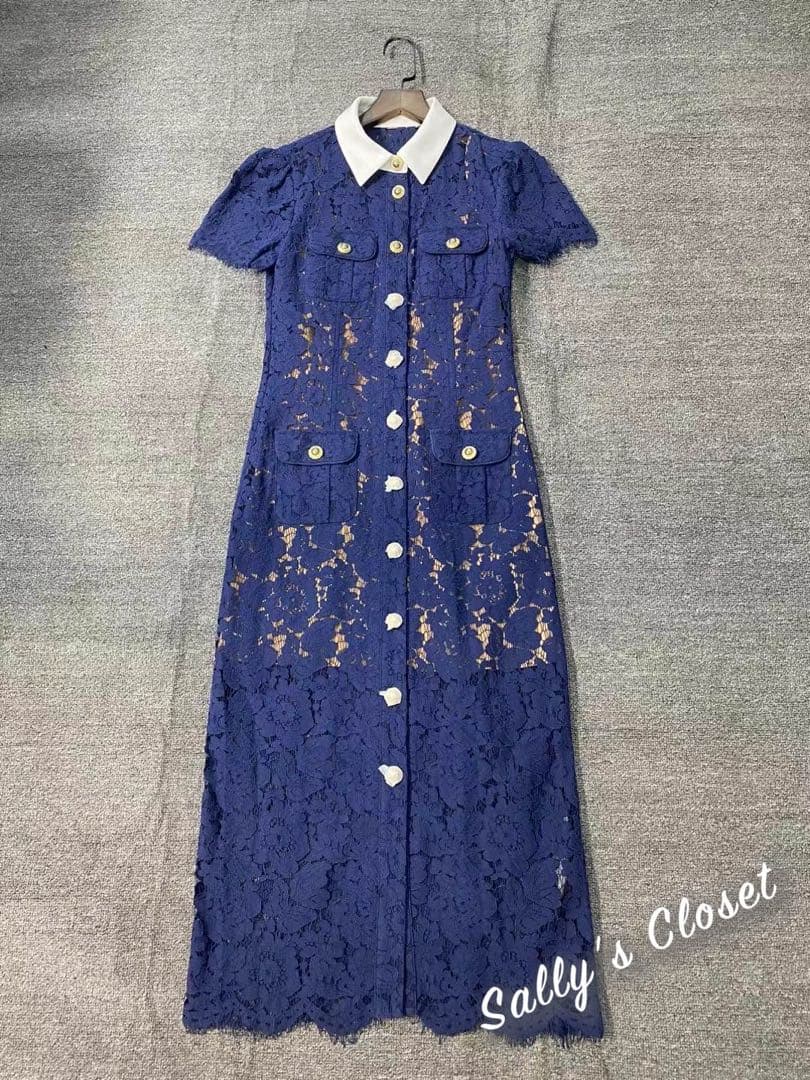 ❤️25秋新作 新品♡ SelfPortrait 青レースワンピース♡　F68