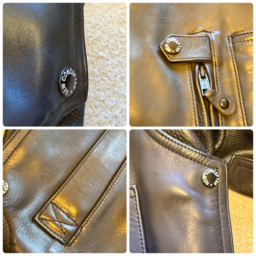 美品　カドヤ　レザーライダースジャケット　本革　XLサイズ　拡張機能付　黒