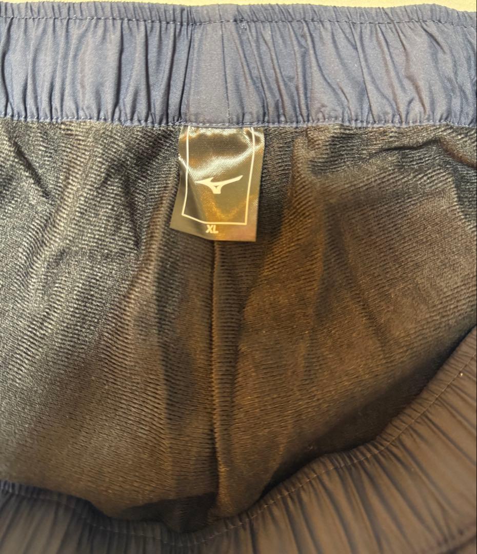 【新品タグ付】MIZUNOブレスサーモ撥水防風ウォーマーパンツXLネイビー