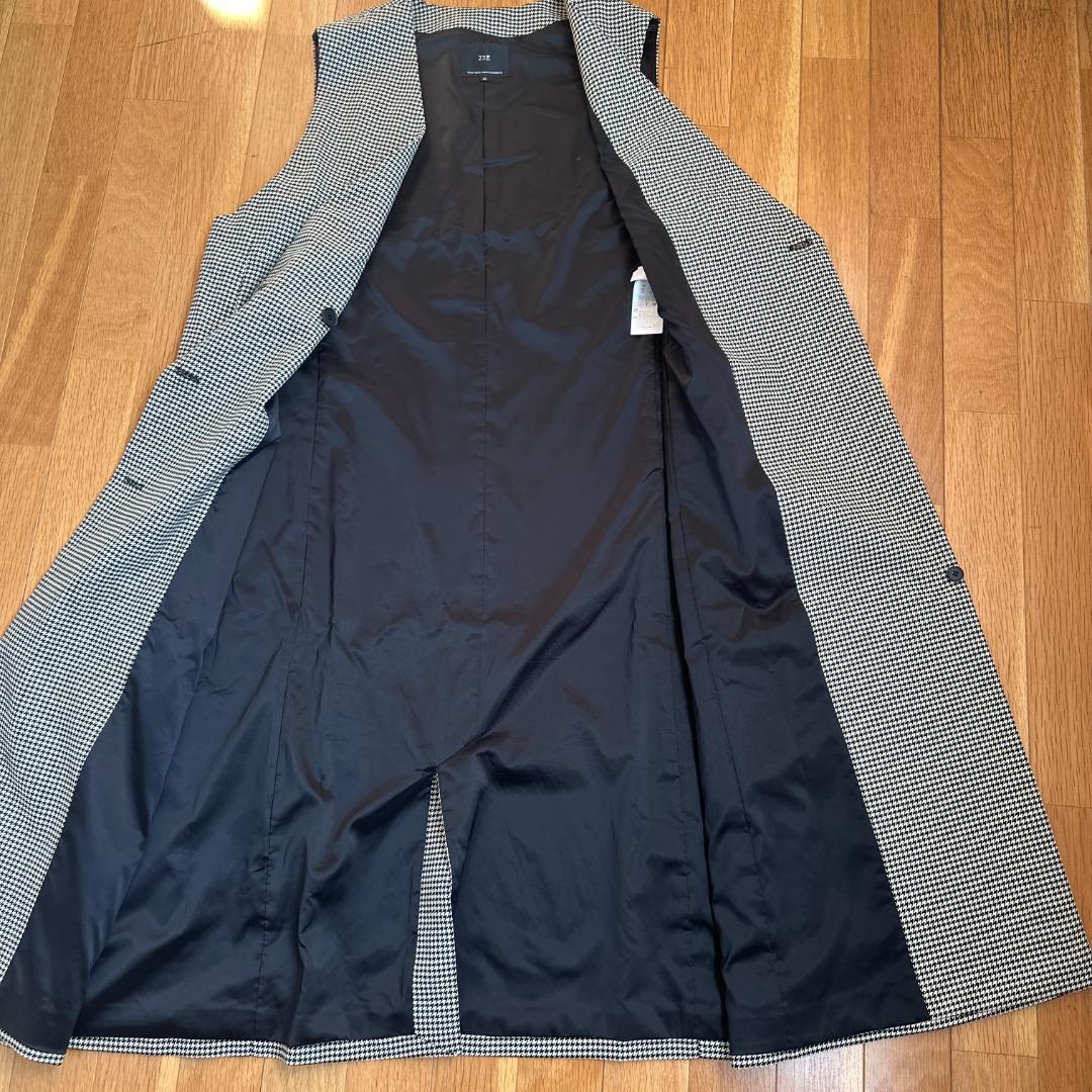 23区　ガンクラブチェック ロング ジレ　サイズ46