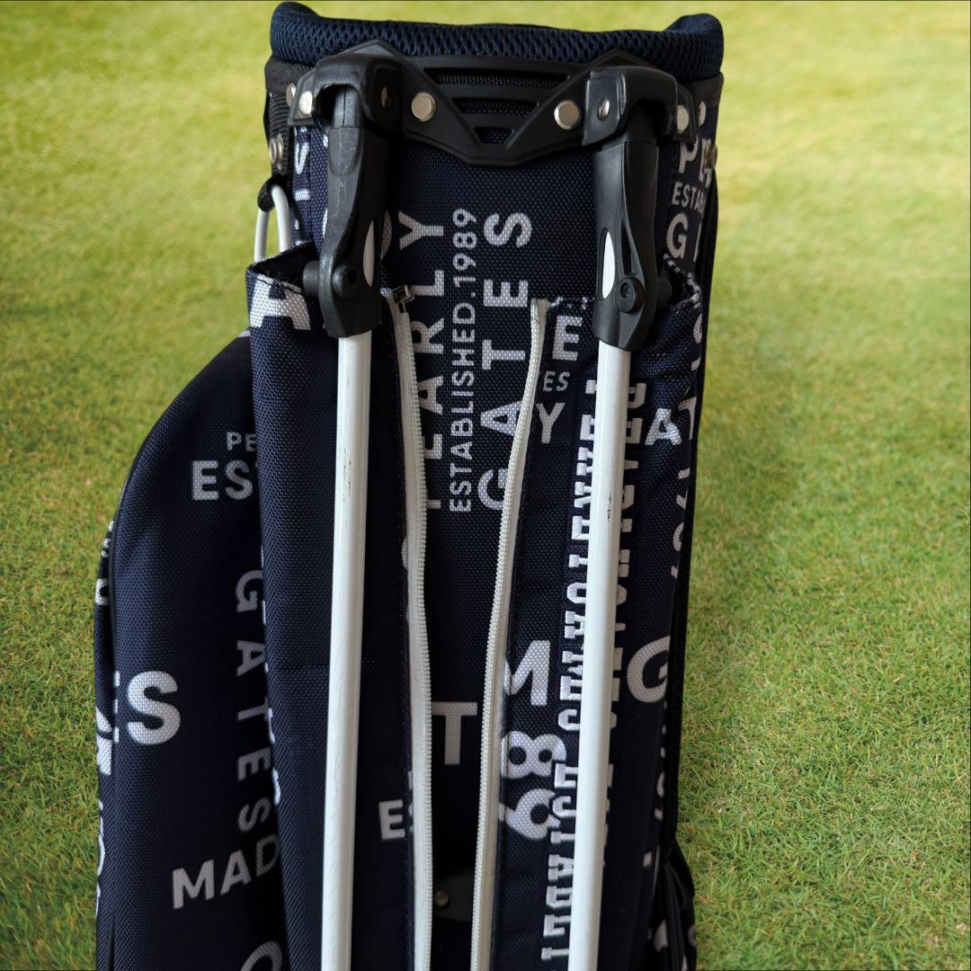 パーリーゲイツ　キャディ バッグ　ショルダー式　スタンド式　軽量　総柄　紺