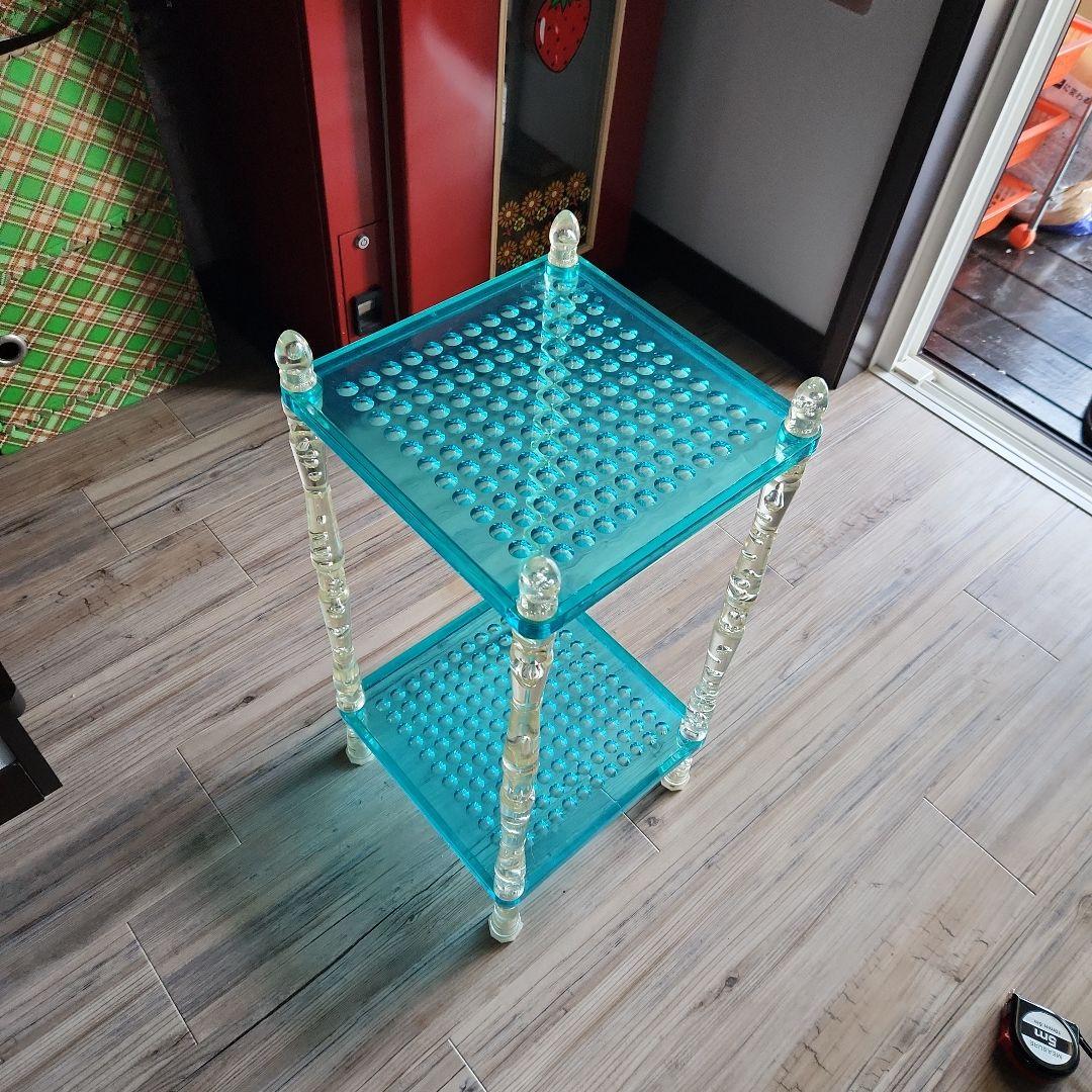 昭和レトロトロポップ ☆キッチンワゴン収納棚 収納ラック 　クリアブルー