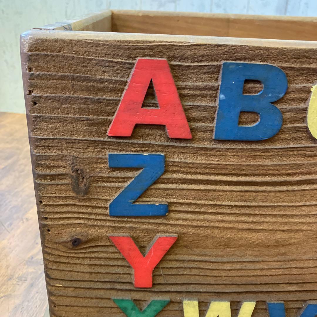 ビンテージ レトロ 古木 アルファベット 木馬 おもちゃ箱 収納ボックス 古道具