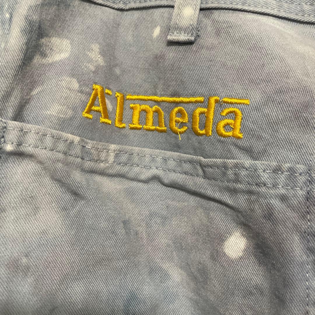 USA製 ザアラメダクラブ ハンドダイ ダブルニーペインターパンツ W36 青灰