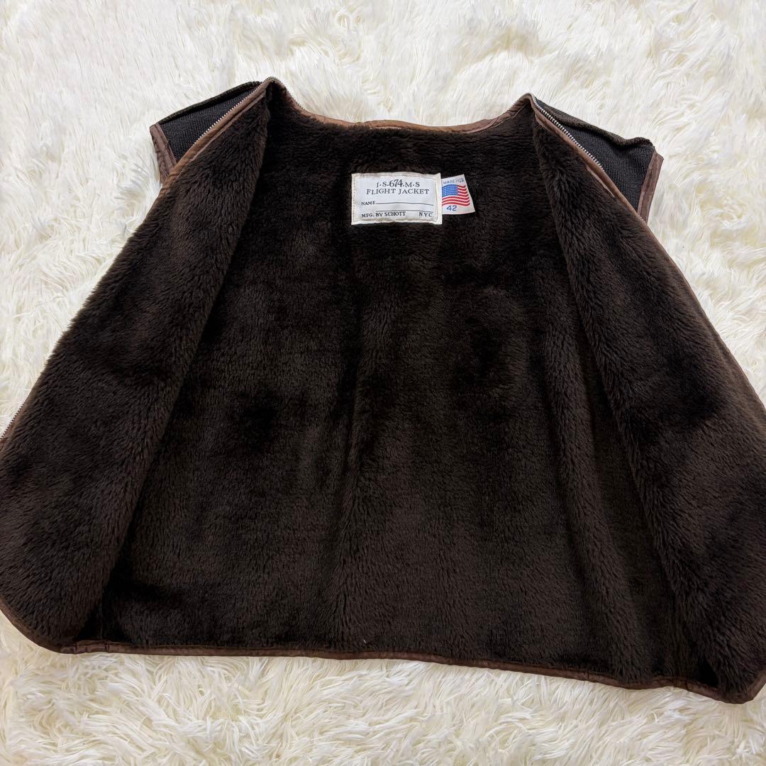 希少XL ショット 184SM A-2 フライトジャケット 牛革 ボアライナー