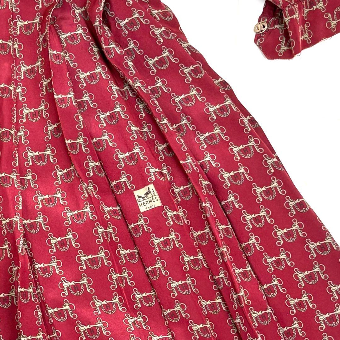 HERMES エルメス　ヴィンテージ　ロングワンピース　Hロゴ総柄　訳あり大特価