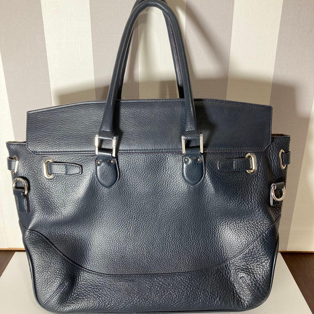 ペッレモルビダ ビジネスバック　レザートートバッグ ネイビー 本革　紺色