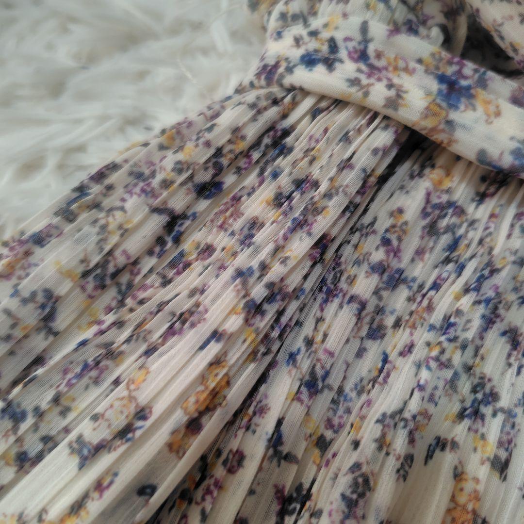 【美品♡希少42】ローズティアラ　シフォンフラワープリーツワンピース 2.7万