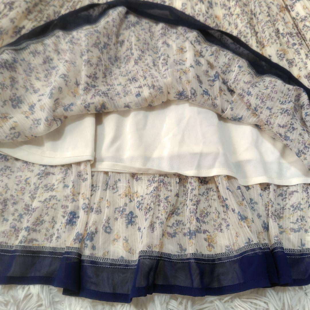 【美品♡希少42】ローズティアラ　シフォンフラワープリーツワンピース 2.7万