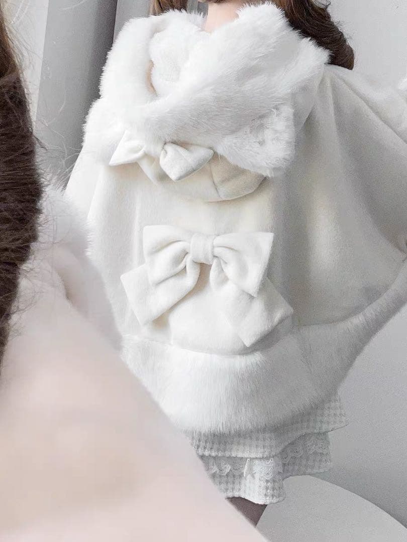 高品質 地雷系 猫耳ファーケープコート　量産型 サブカル 天使界隈 ポンチョ