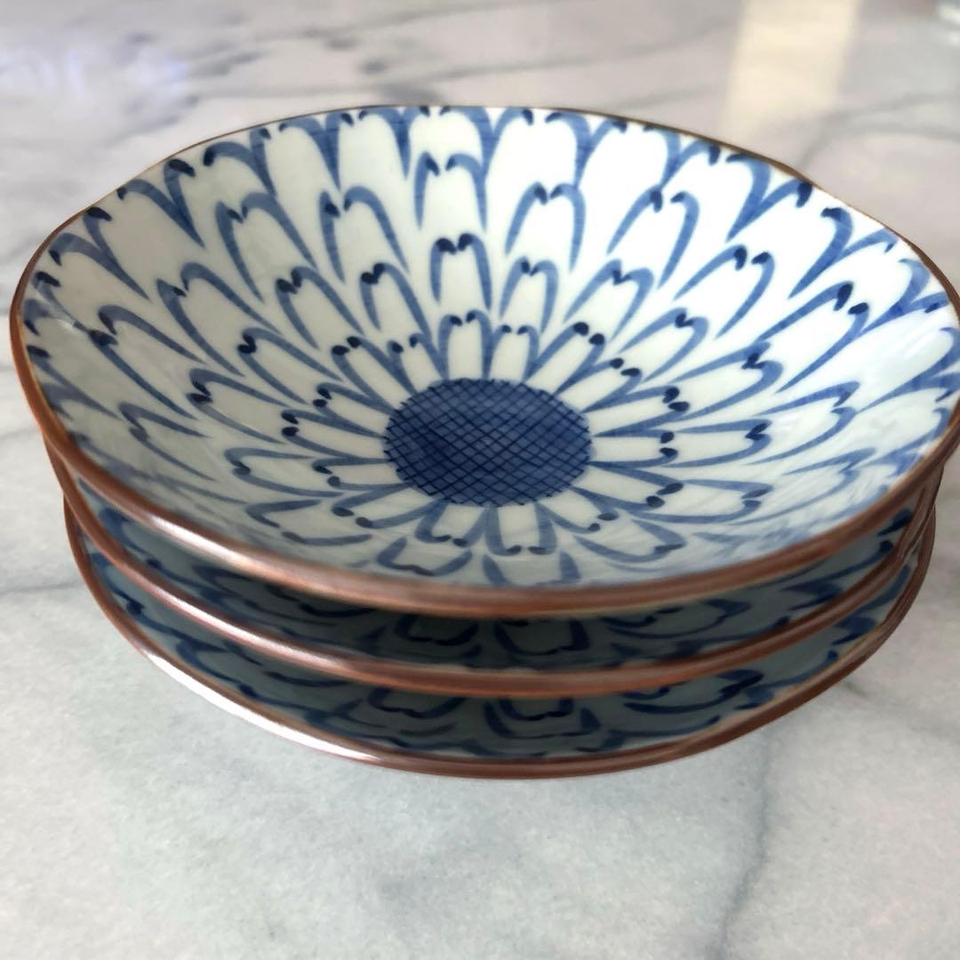 京焼・清水焼 高木岩華　岩華窯　菊割五寸平鉢　3枚