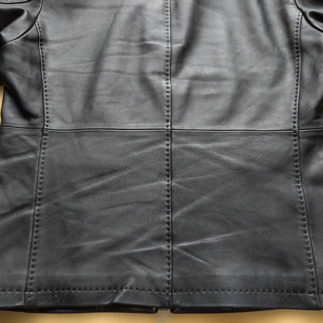 メンズビギ ブラック ラムレザーシングルライダースジャケット L