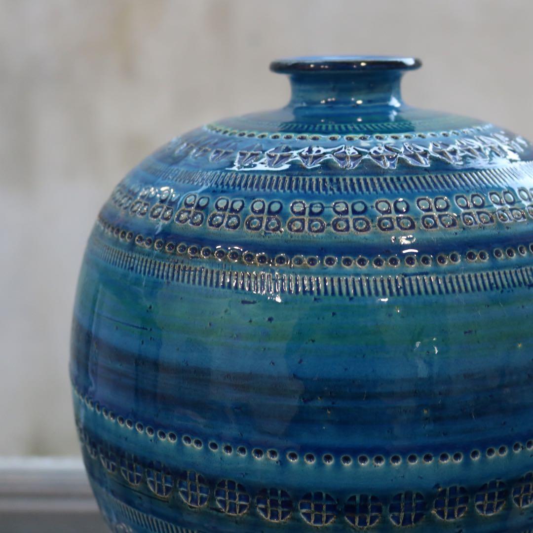 イタリア FLAVIA ビトッシ リミニブルー 花瓶ヴィンテージBITTOSI