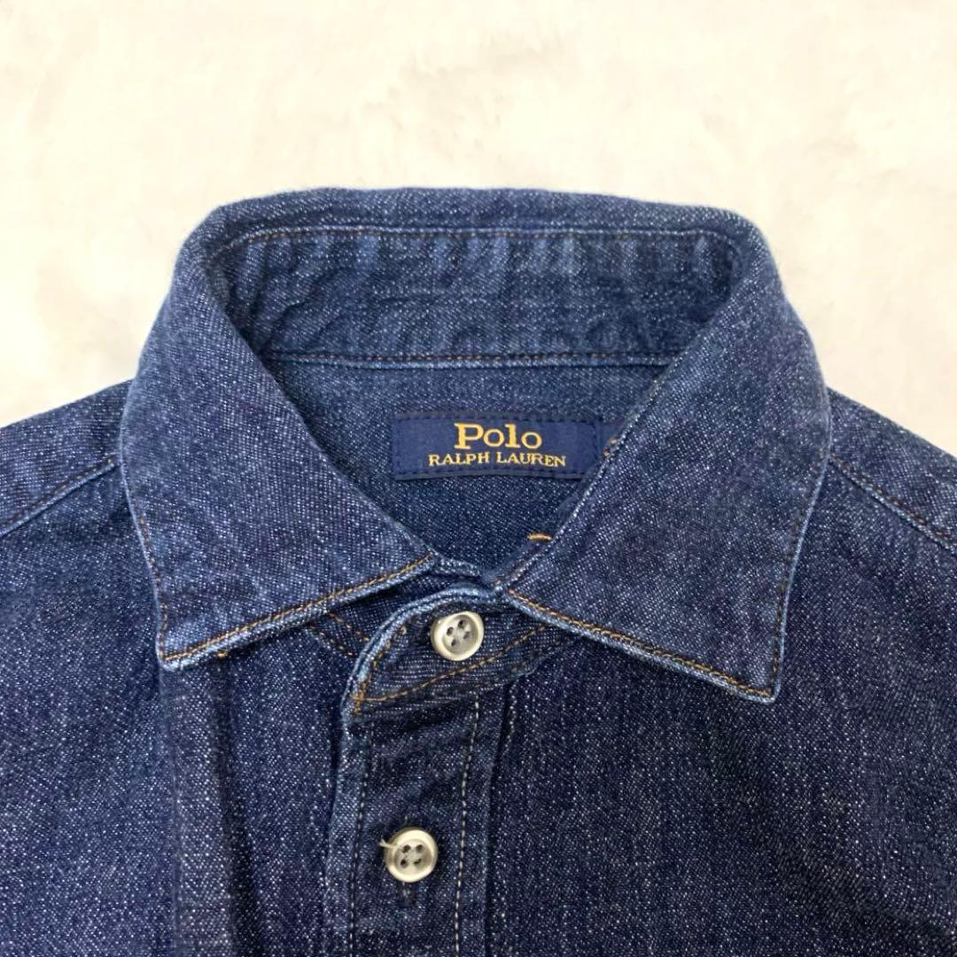 わかば様 ポロラルフローレン デニムシャツワンピース ロング インディゴ ブルー