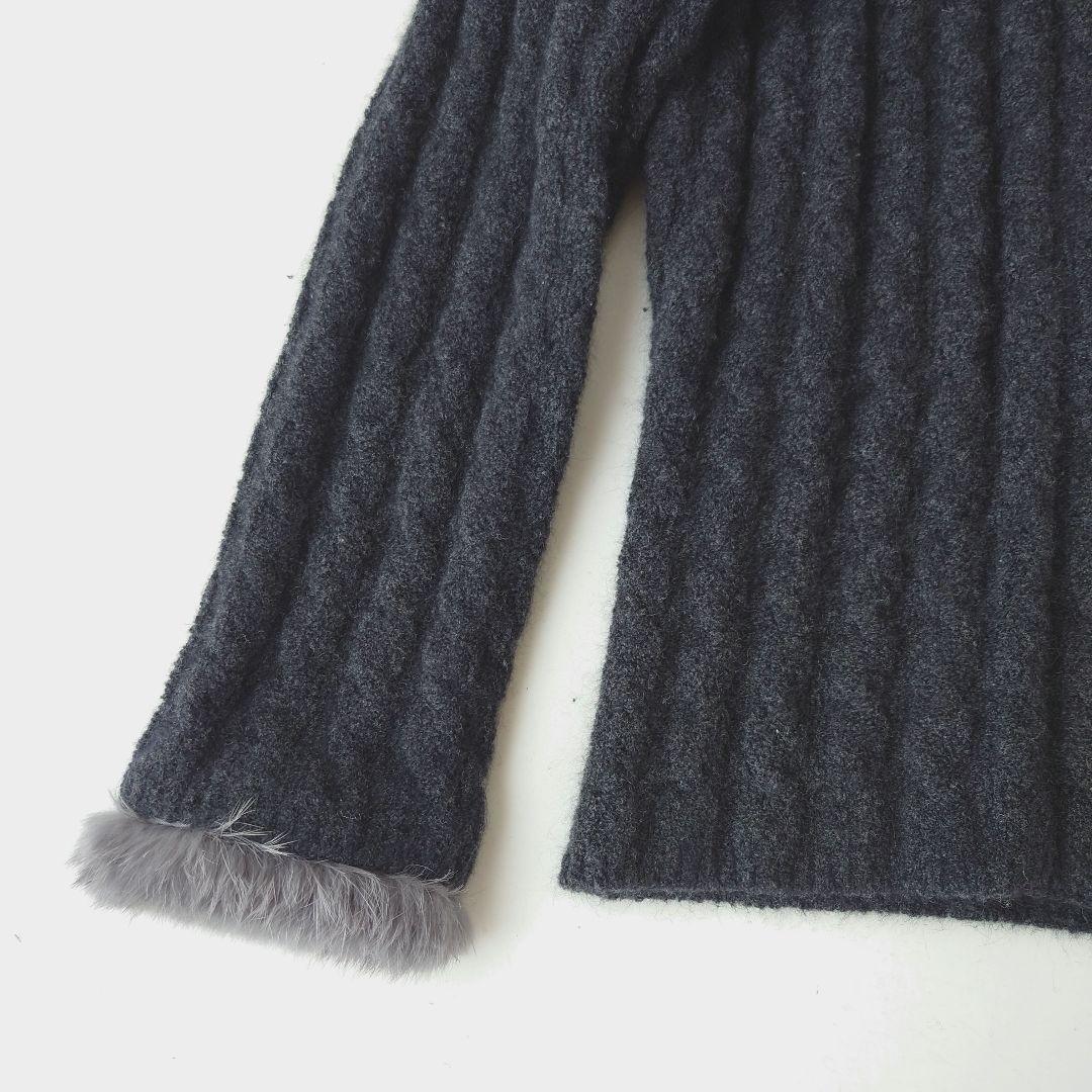 【美品】 LANVIN ランバンコレクション ニットジャケット ファー グレー