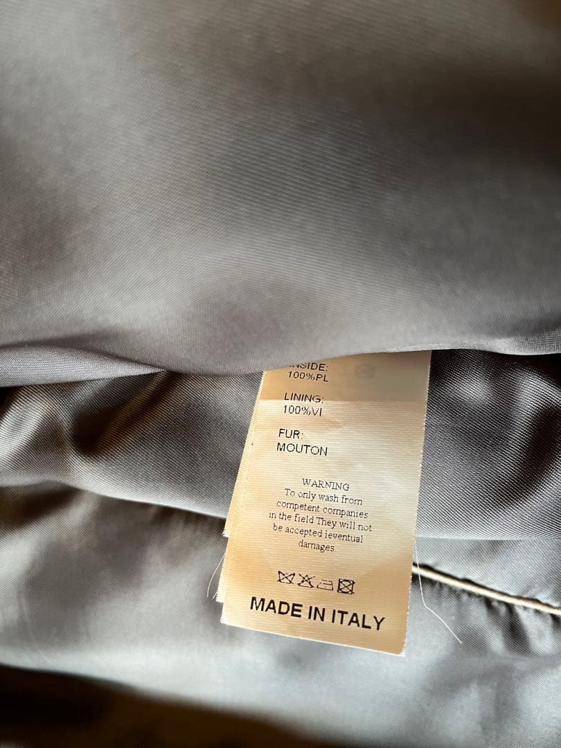 EMMETI ファー ラムレザー ダブル ライダース 中綿入り ムートン 茶