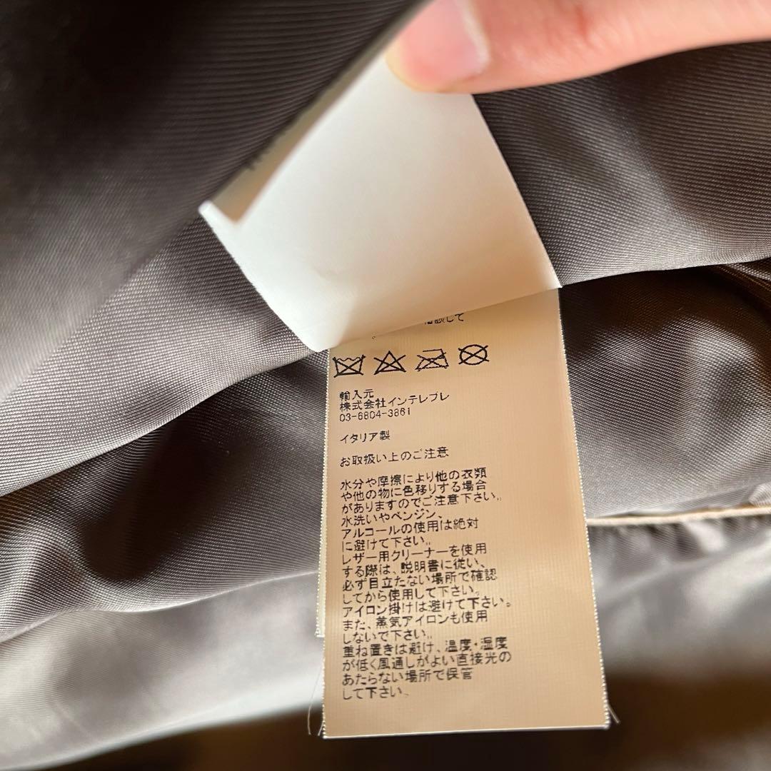 EMMETI ファー ラムレザー ダブル ライダース 中綿入り ムートン 茶