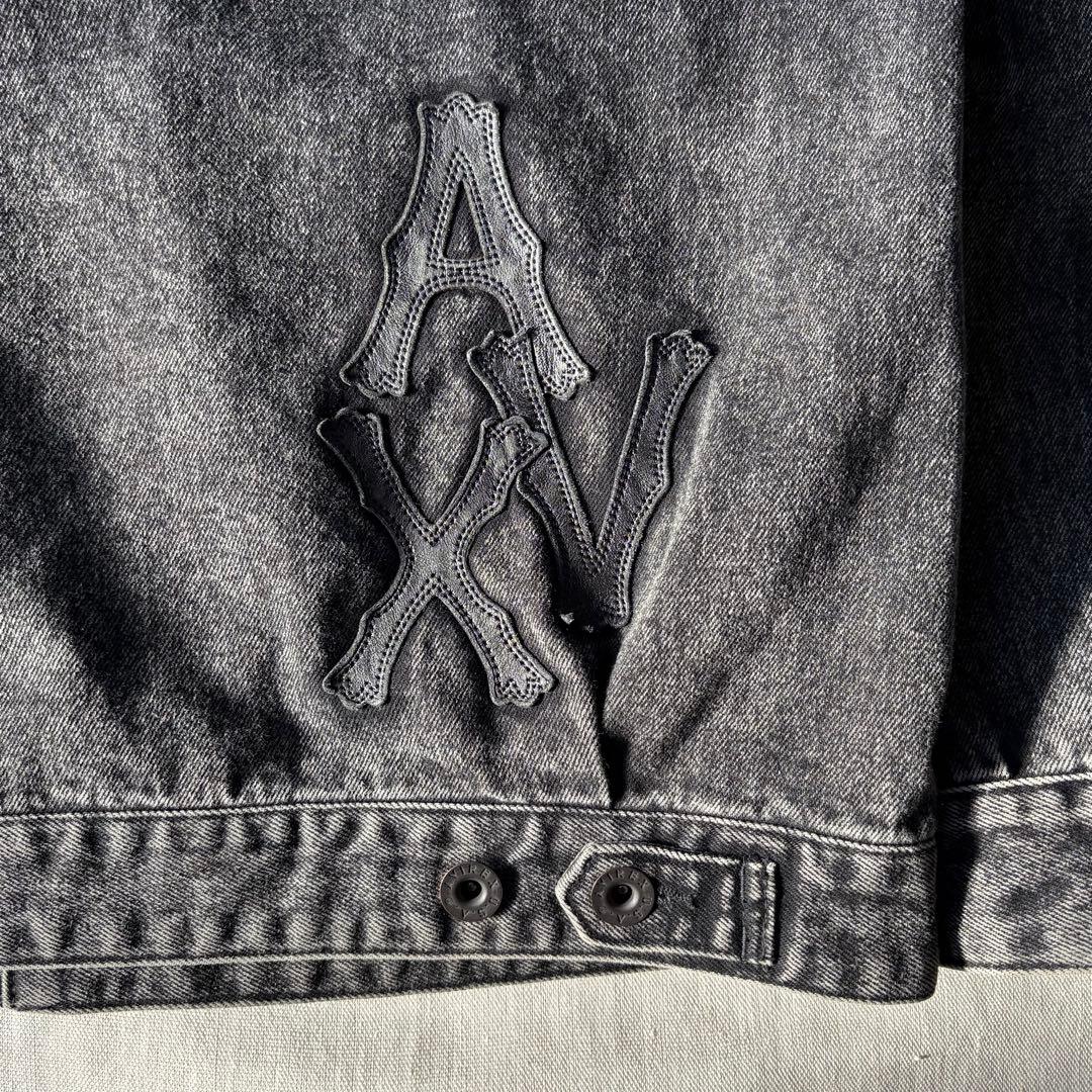 ジャケット・アウター AVIREX LEATHER PATCH DENIM JACKET BLACK