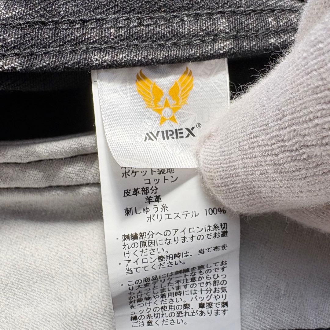 ジャケット・アウター AVIREX LEATHER PATCH DENIM JACKET BLACK