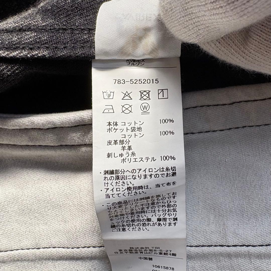 ジャケット・アウター AVIREX LEATHER PATCH DENIM JACKET BLACK