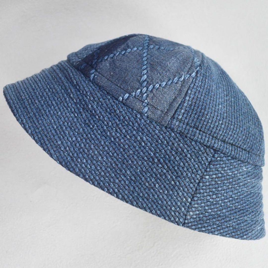 一点物　KENDO 剣道着　セーラーハット　小さい 藍染　刺し子 バケットハット